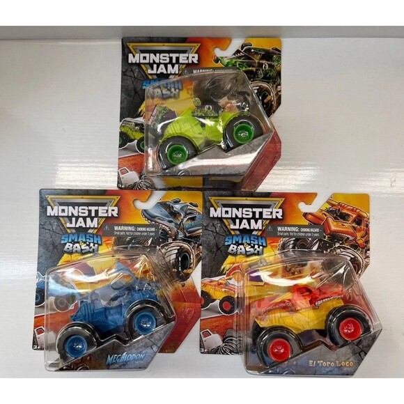 MONSTER JAM Smash & Bash Set (Grave Digger / Megalodon / El Toro Loco) Series 1 - Picture 1 of 2
